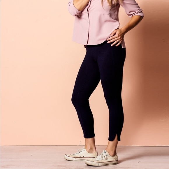 Brass Clothing Pants - BRASS cropped ponte pants in navy
